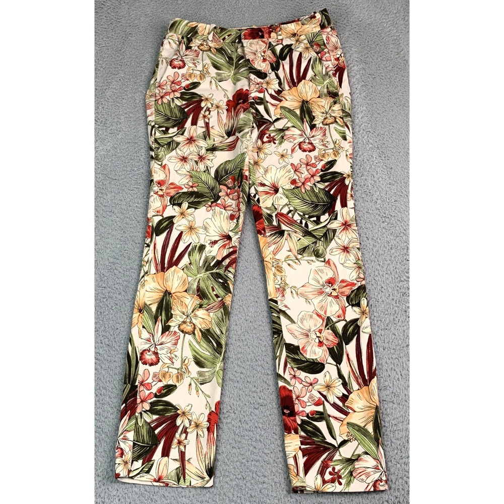 Zara Pants Womens Size Small Waist 26 Floral Print Baech Summer Vacation Casual